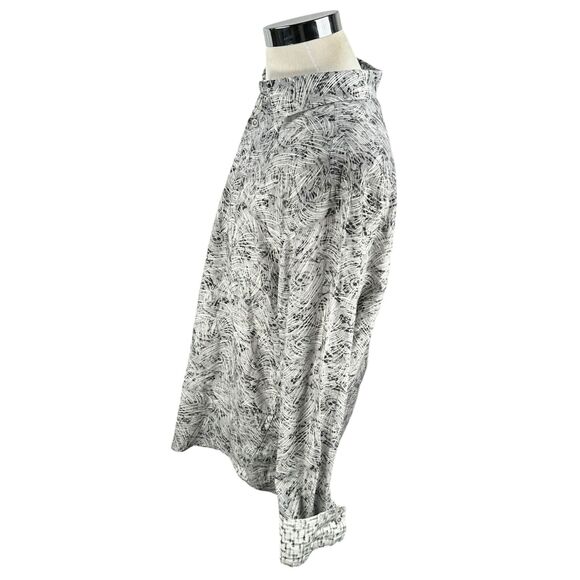 Robert Graham Shirt Men’s 2XL XXL Geometric Gray Flip Cuff Button Up Linen Blend - Picture 4 of 11